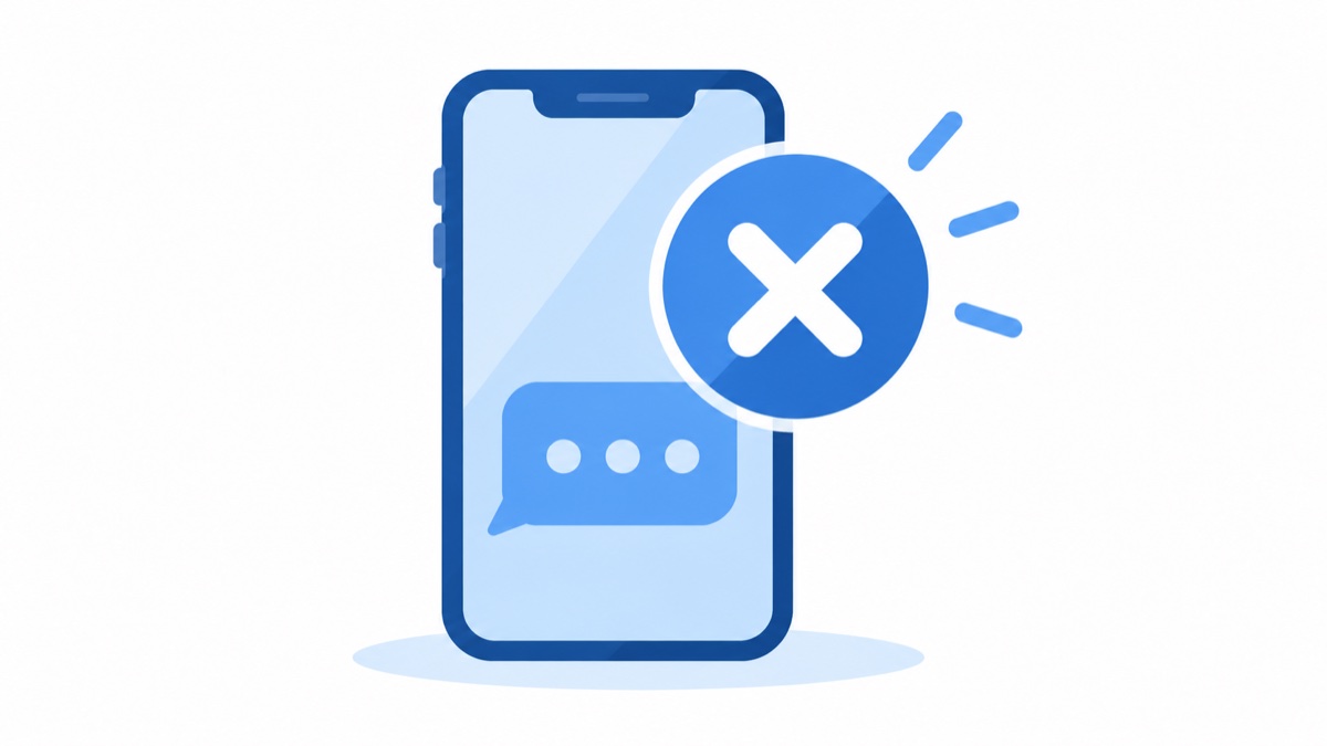 スマートフォンの上に、届いていないことを示すバツ印が重なっているイラスト